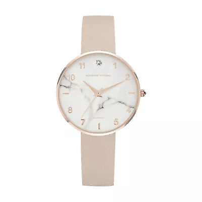 Adrienne Vittadini Diamond Dial White Marble Dial And Blush Leather Analog Watch • $24.99