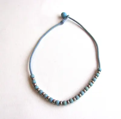 Aarikka Finland Vintage Light Blue Wooden  Beaded Necklace • $25