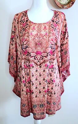 Tolani Collection XLP JAIPUR INDIA FLORAL PRINT Regular Woven Caftan Tunic • $19.88