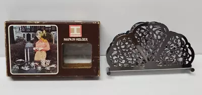 Vintage 1971 Stainless Steel Rose Pattern Napkin Holder-Irvin Ware USA In Box • $12.74