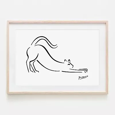 $62.55 • Buy Cat Stretch Line Art By Picasso Wall Art Print. Perfect Minimalist Wall Decor