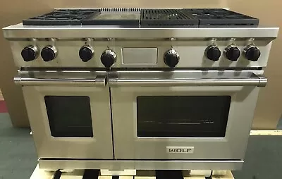 WOLF DF484CG 48 Inch Dual Fuel Stainless Range Stove W/ Charbroiler & Griddle • $1