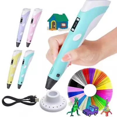 4 Colours Free Filaments Doodle Drawing Kid Gift 3D Printing Pen Set Printer AU • $22.79