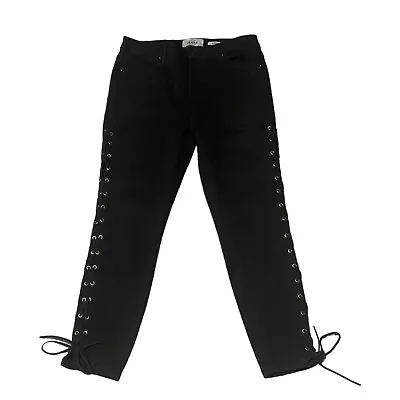 New Look Jeans Size 10 Lace Up Black Jenna Skinny Trousers Casual • £9.99