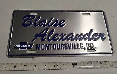 Vintage Blaise Alexander Chevrolet Montoursville PA Metal Dealer License Plate • $19.99