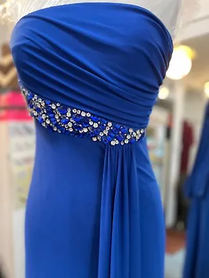 Thea Dora Royal Beaded Strapless Evening Cocktail Prom Dress Size 4 Stretch  • $150