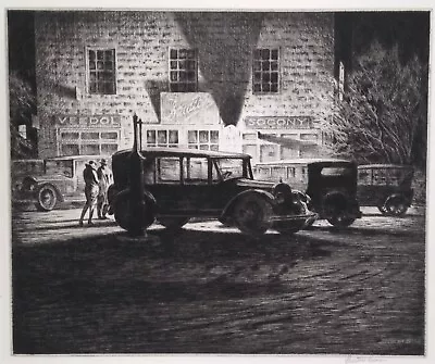 Shaddows Garage At Night : Martin Lewis : 1928 :  Archival Quality Art Print • $57.95