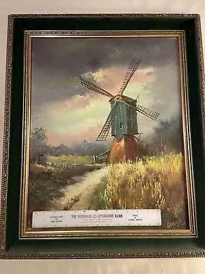 Original Oil Painting Framed Gold Artist Signed Windmill Farm Dutch 16x20 Art A+ • £80.23