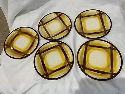 Set Of 5 Vintage Vernonware ~ Organdie Plaid~ Bread Plates 6 1/4” • $14.95