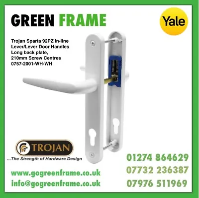 Trojan Sparta 92PZ UPVC/Composite Door Handles 210mm Screw Centres 0757-2001-WH • £13.80