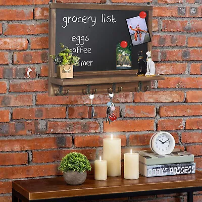 Blackboard Large Chalkboard 4 Hooks & Shelf Outdoor / Indoor Wall Message Board • £18.92