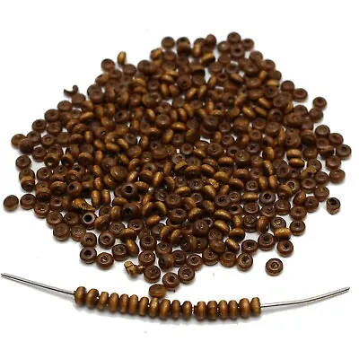 1000 Coffee 4mm Round Wood Beads~Wooden Mini Spacer Beads • $3.25