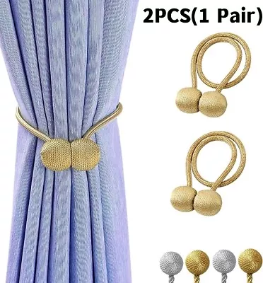 1 Pair Strong Magnetic Curtain Tie Backs Buckle Clips Holdbacks Curtain Tie Rope • £6.90