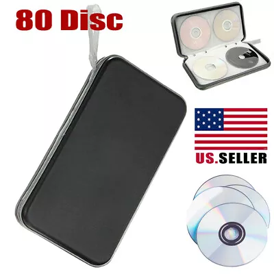 $11.47 • Buy 80 Sleeve CD DVD Blu Ray Disc Holder Bag Wallet Storage Ring Binder Black Case