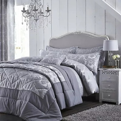 £19.50 • Buy Catherine Lansfield Damask Jacquard Silver - Duvet Bedding Set