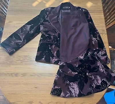 MaoMao Womens Size 50 Purple Textured Velvet Suit Jacket And Skirt Set  • $29.99