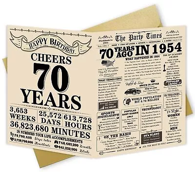 OJsensai Vintage 70th Birthday Gifts For Women Men Big Giant Bday Card For 7... • $9.85