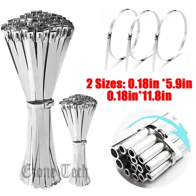 100-200Pcs Metal Zip Ties Stainless Steel Heavy Duty Self-Locking Cable Ties US • $7.23