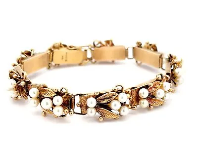 Mings Hawaii Pearl Leaf Bracelet In 14K Yellow Gold • $3495