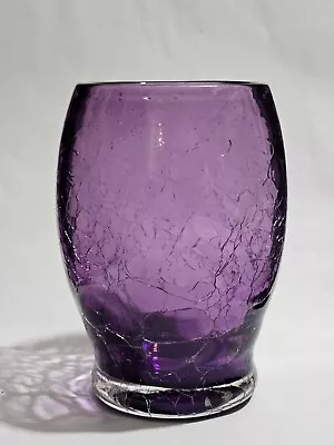 A Purple Modern Contemporary Glass Vase With A Crackle Glazed Finish • £9.99