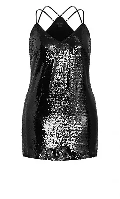 CITY CHIC M Black Glimmer Sequin Dress**BNWT** • $39.95