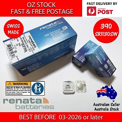 RENATA 390 SR1130SW 1.55v Button Coin Cell Silver Oxide Battery Watch - FASTPOST • $19.95