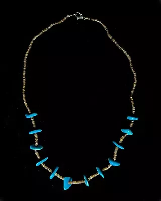 Native American Chunky Turquoise & Heishi Beads Vintage Southwest Necklace • $19.95