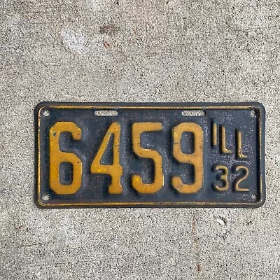 1932 Illinois License Plate Low Number 4 Four Digit 6459 Auto Garage Decor • $76.99