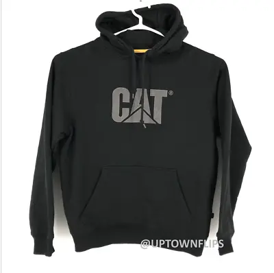 CAT Mens Sweater Large Black Hoodie Sweatshirt Pullover Caterpillar Construction • $27.99