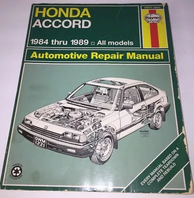 Haynes Honda Accord 1984 1985 1986 1987 1988 1989 Repair Manual 42011 1221 • $9.49