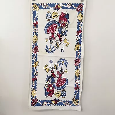 Vintage 1940s Tea Towel Mexican Spanish Flamenco Dancers 29.5 X 15 Good Used Con • $18.95