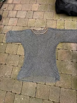 Medieval Butter Chainmail Hood Protection And Chainmail Short Sleeve Shirt • £100