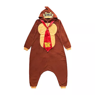 Mens Donkey Kong Union Suit One Piece Pajamas Halloween Costume Super Mario Bros • $53.90