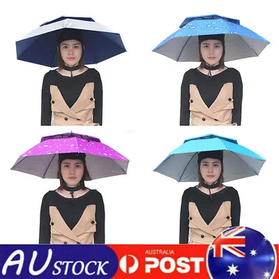 $22.39 • Buy Sun Umbrella Hat Outdoor Rain Foldable Golf Fishing Camping Headwear Head Cap
