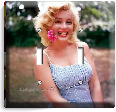 Marilyn Monroe Smiling Pink Flower Double Light Switch Wall Plate Room Art Decor • $21.99