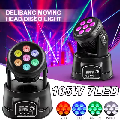 105W 7LED Moving Head Stage Lighting RGBW Beam 9/14CH DMX Mini Light DJ Disco US • $77.99