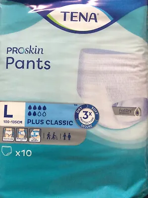 £8.20 • Buy 1 Pack Of 10 TENA ProSkin Incontinence Pants Plus Classic - Large New.