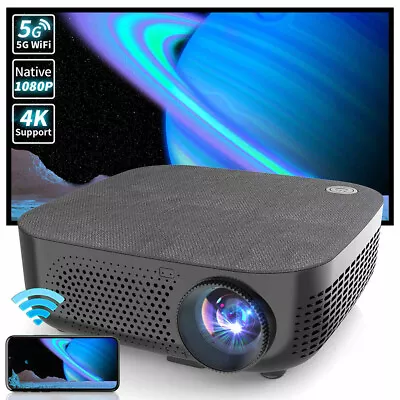 Portable 1080P Projector WiFi Theater Cinema Bluetooth TV HDMI USB Audio Android • £99.99