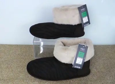 M&S Ladies Slipper Boots Size 4 BNWT Soft Fur Lining BNWT Zebra Print Faux Fur • £10.99