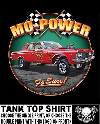 Vintage 1963 Bad Ass 426 Hemi Mo-Power Gasser Drag Race Skull Car Tank Top AB74 • $21.99