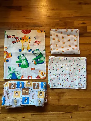 Vintage 60s Children's Colorful Animal Fabric Craft Quilting Sewing Remnants USA • $25