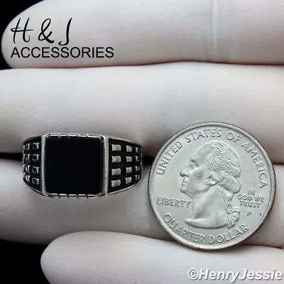 Men 925 Sterling Silver Black Onyx Square Ring Size8-12*asr155 • $29.99