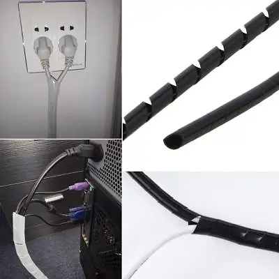 Cable Tidy Spiral Wrap Wire Binding Organiser Black Clear White Reel Heatshrink • £1.26