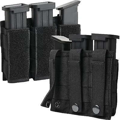 Tactical Molle Open Top Triple Pistol Magazine Pouch Holder For 9mm/.40 .45 Cal • $13.88
