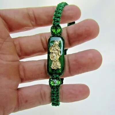 Pulsera Verde La Santa Muerte De Hilo / Adjustable Holly Death Bracelet Green • $13.99