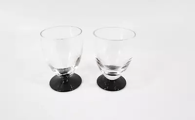 Set Of 2 Vintage Black Footed Aperitif Sherry Shot Glasses Japan MCM • $14.95