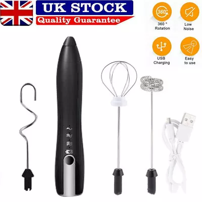 Electric Milk Frother Coffee Whisk Handheld Frappe Chocolate Mixer Tools USB • £7.99