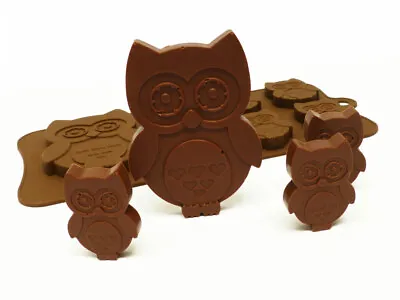 £5.99 • Buy 6+1 Owl Silicone Chocolate Animal Mould Wax Melt Resin Craft Cake Topper 2 Sizes