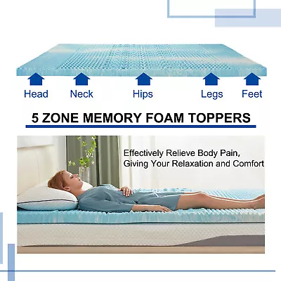 Orthopedic Memory Foam Mattress Topper 2 ” 3 ” All Sizes Gel Infused Design • $78.99