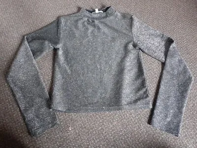 Miss Evie 11-12 Years Black Glittery Long Sleeve Top - Great For Party / Disco • £2.75